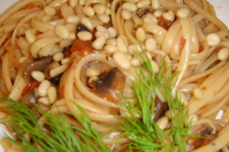 Паста с овощами, грибами и кедровыми орешками: шаг 3
