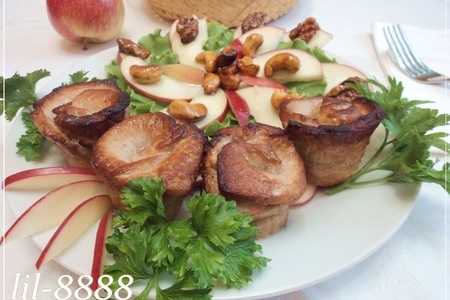 "цветы" в яблочно-медовой глазури с яблочно-ореховым салатом: шаг 8