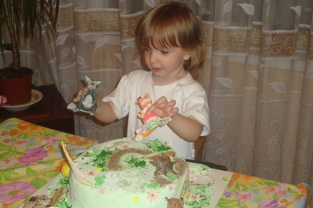 Торт "колобок в лесу" для доченьки на 2 годика: шаг 6