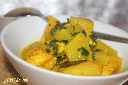 Тушенная пряная индейка с ананасом, по мотивам индийской кухни.: шаг 3