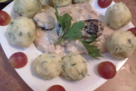 Куриная грудка с соусом "дор блю"+картофельные кнедлики...на гарнирр))): шаг 12