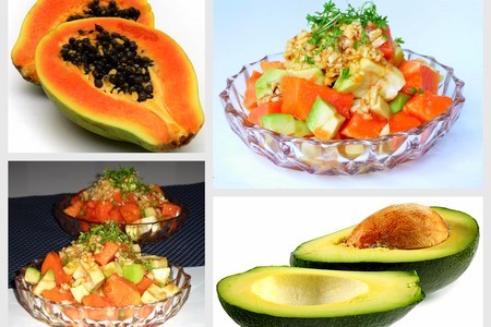 Салат из авокадо и папайи в миндальной заправке (для поднятия настроения): шаг 1