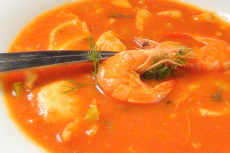 Томатный суп с треской и тигровыми креветками.: шаг 5