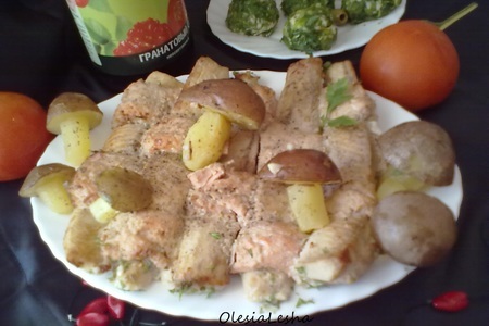 Картофельные грибы,ароматно-плетеная рыбка...+сырные шарики с сюрпризом))): шаг 14