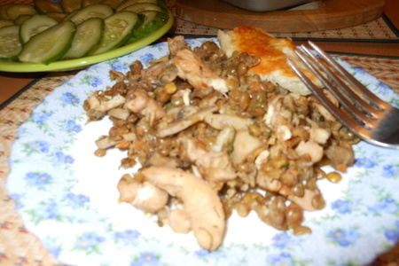 Чечевичная запеканка с куриной грудкой и грибами: шаг 6