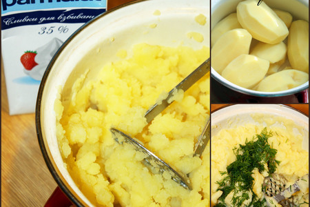 Сёмга под сыром и овощами, с ароматным картофельным пюре.: шаг 4