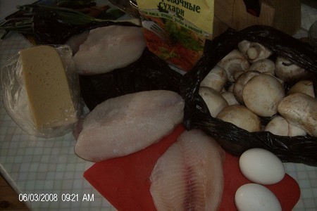 Рыба под сыром с грибами: шаг 1