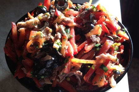 "техасский" или острый салат с говядиной и овощами.: шаг 8