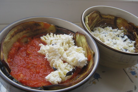 Баклажановые шары  - макароны с сыром запечённые в баклажанах (ricotta,eggplant and pasta timbales): шаг 8