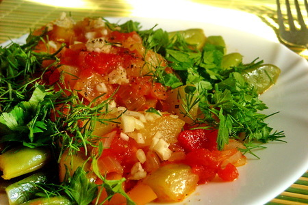 Стручковая фасоль с соусом из цуккини, сладкого перца и томатов: шаг 7