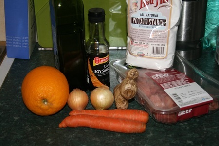 Говядина с имбирём и апельсином (дуэль): шаг 1