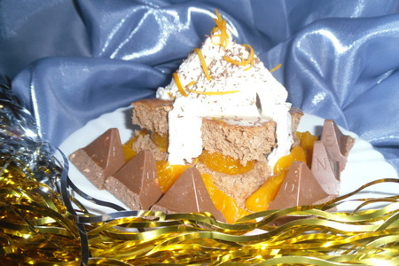 Пирожное с бисквитом, снежным кремом и белым шоколадным ганашем  - "мандариновый подарок..": шаг 20