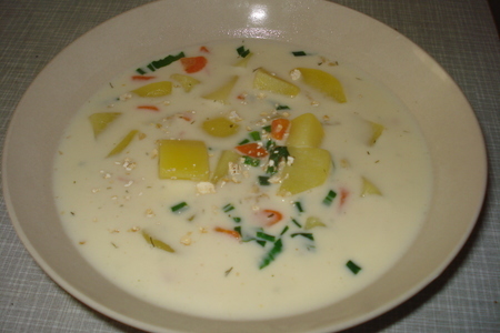 Сырный суп с геркулесом и черемшой: шаг 1
