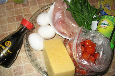 Киш с куриной грудкой, стручковой фасолью и сыром.: шаг 2