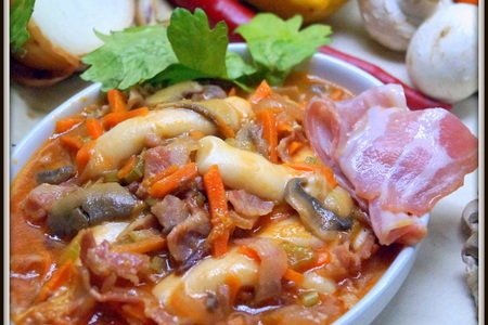 Ттокпокки. рисовые брусочки с мясом, овощами и грибами.: шаг 6