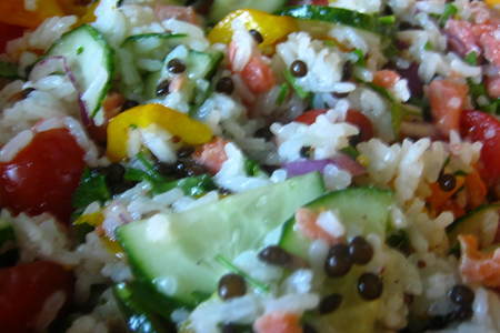 Салат с рисом, семгой и овощами: шаг 13