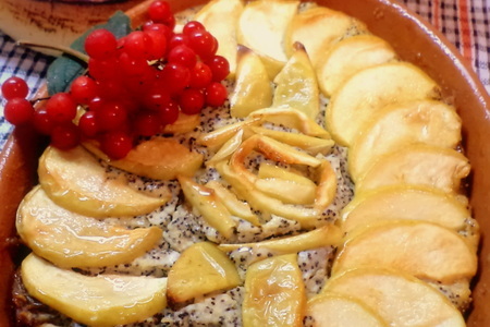 Пирог "осенний сюрприз" творожно- рисовый с маком, яблоками и шоколадом!: шаг 6