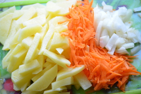 Суп "дружба",картофельное пюре,запеканка из капусты и компот (идеальный обед за 60 мин.): шаг 2