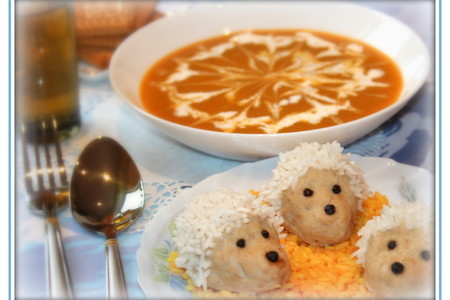 Суп-пюре из тыквы, паровые ежики, компот из сухофруктов (идеальный обед для малыша за 60 минут): шаг 8