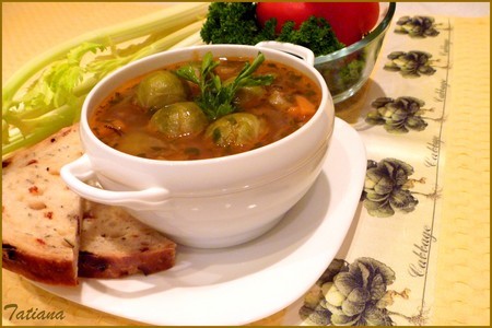 Овощной суп с брюссельской капустой и диким рисом в мультиварке ( тест-драйв ): шаг 7