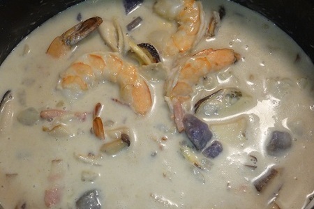 Крем суп с омарами, креветками и мидиями: шаг 7