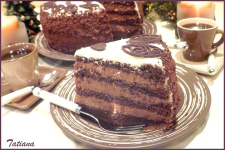 Торт шоколадно-кофейный с миндально-медовым кремом в мультиварке: шаг 15