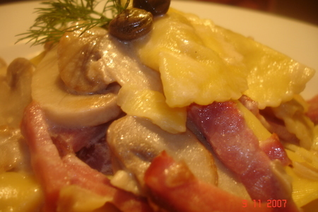 Паста: люссини с сыром в соусе с грибами и сыровяленым мясом: шаг 1