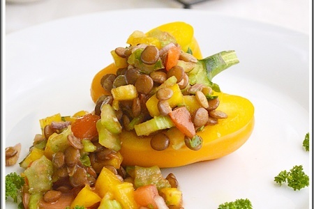Салат из чечевицы с овощами: шаг 4