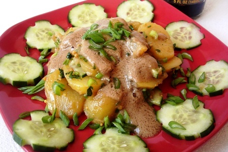 Картофельный постный салат с пикантной заправкой.: шаг 5