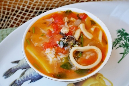 Томатный суп с рисом и морепродуктами: шаг 6