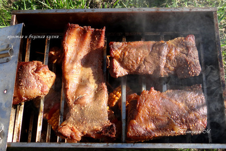 Копчености -  свиная грудинка и куриные шпажки с кукурузой - все на пикник!: шаг 8