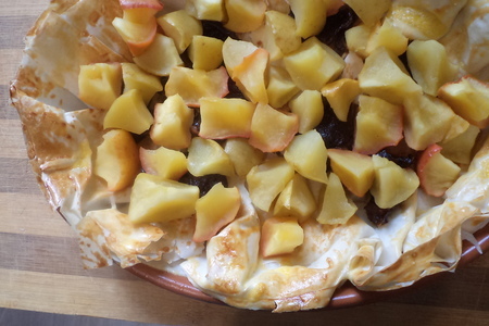 Легкий, низкокалорийный пирог с творожным кремом и яблоками, на тесте фило !!!: шаг 4