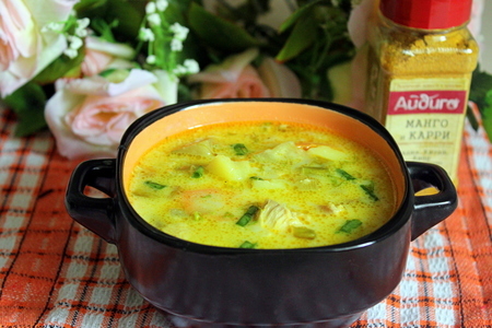 Куриный суп карри с кабачком и рисом: шаг 11