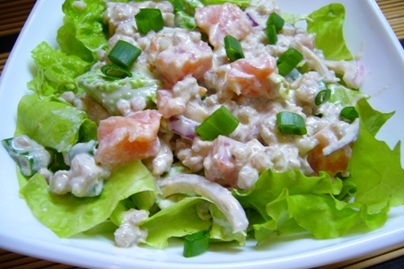 Салат с зеленой гречкой и копченой семгой: шаг 5