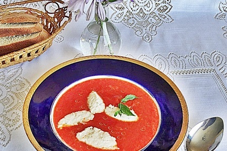 Томатный суп из дыни с крабовым мясом.: шаг 7