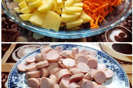 Супчик с сосисками и сырными клецками: шаг 1