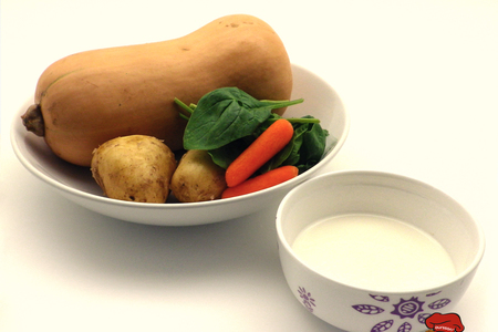 Рецепт тыквенного супчика со шпинатом для детского блендера пароварки oursson dl1060hsd : шаг 2