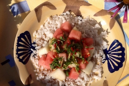Тайский салат из дыни и риса с кинзой: шаг 7
