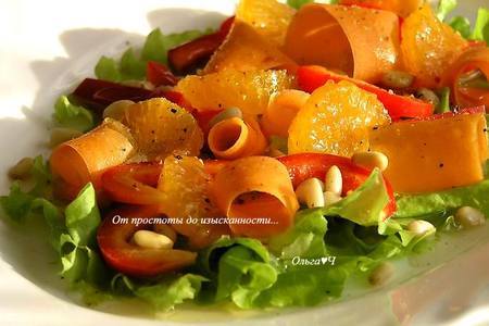 Салат из моркови и сладкого перца с мандаринами и кедровыми орешками: шаг 4