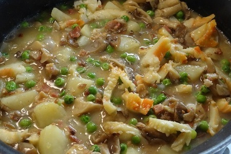 Крем суп с грибами, мясом краба и картофелем: шаг 7