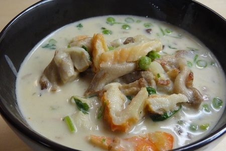 Крем суп с грибами, мясом краба и картофелем: шаг 8