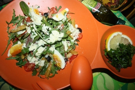 Легкий салат "средиземноморье" с пенне ригате в пармезановой "шубке": шаг 14