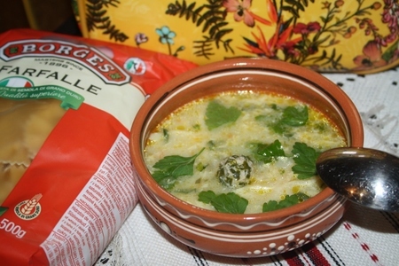 Сливочно-мускатный суп с индюшиными фрикадельками и фарфалле: шаг 12