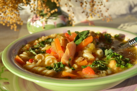 Суп из трески и лука порея с фузилли и томатным маринадом: шаг 6