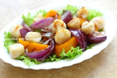 Теплый салат-гриль из овощей с гребешками: шаг 5