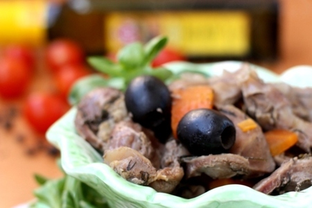 Куриные желудки с полынью-абротан и маслинами: шаг 6
