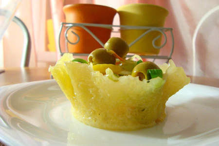 Сырные тарталетки для подачи салатов из свч.: шаг 7