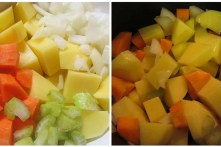 Густой картофельный суп с квашеной капустой и беконом: шаг 1
