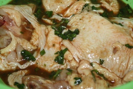 Барбекю (куриные бедра в умопомрачительном маринаде на дощечке на мангале): шаг 6