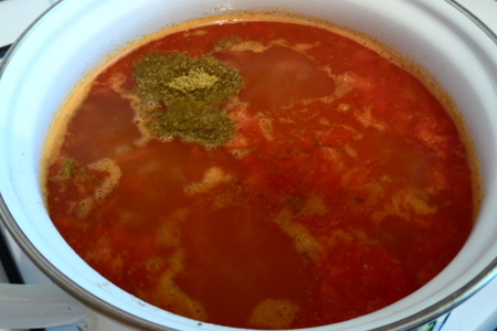 Томатный суп с рисом и куриными потрошками: шаг 5